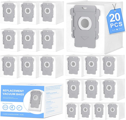 20 Pack Vacuum Bags for iRobot Roomba i7 i7+ i8 i8+ i3 i3+ i4 i4+ i6 i6+ j7 j7+ s9 s9+, s9plus, I & S & J Series Clean Base Automatic Dirt Disposal Bags