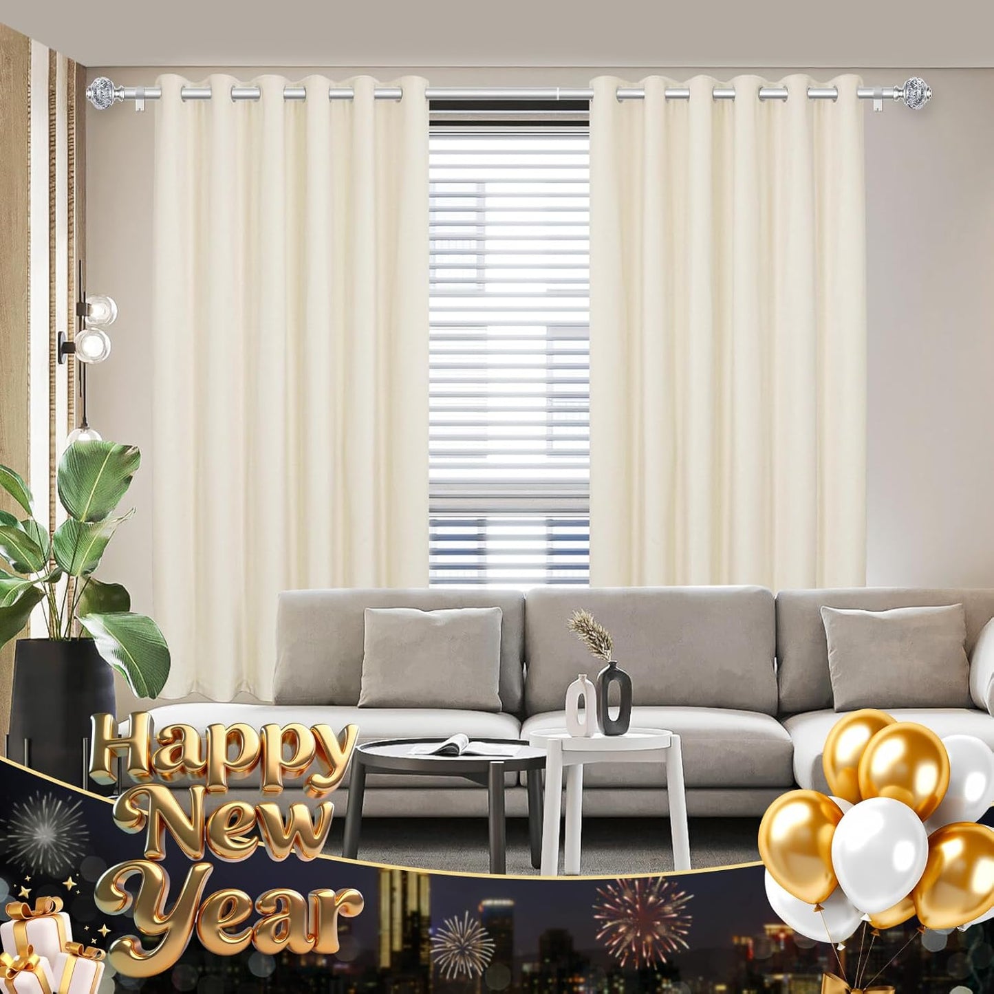 2 Pack Curtain Rods, 1 Inch Telescoping Drapery Rod 28 to 48 inch (2.3 to 4ft), USFOOK Curtain Rods for Windows 16 to 44 Inches, Silver Translucent Finials