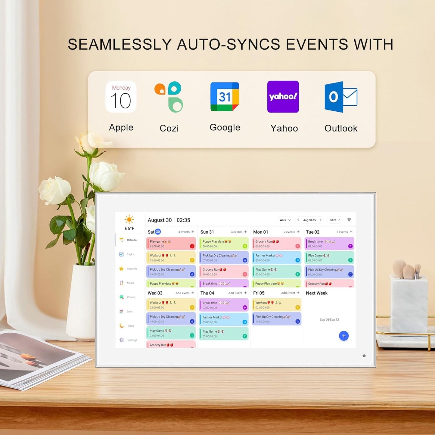 15.6 Inch Smart Digital Calendar Wall Planner & Chore Chart, IPS FHD 1920x1080 Touchscreen Interactive Display for Family Schedules, Streamline Household Organization