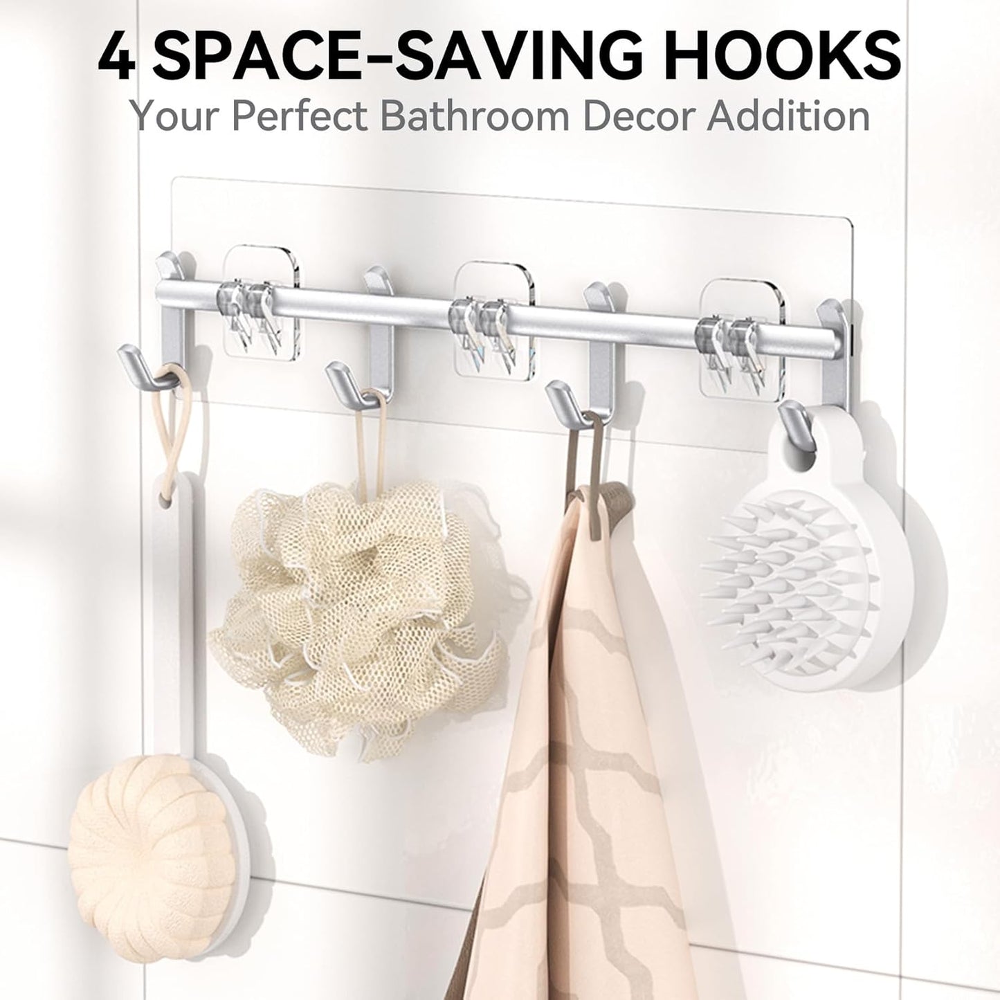 YASONIC Shower Caddy, 6 Pack Large Capacity Bath Organizer with Soap Holder and 12 Hooks, Rustproof Bathroom Shelves for Inside Shower, No Drilling&Sleek Bathroom Organizers and Storage Silver