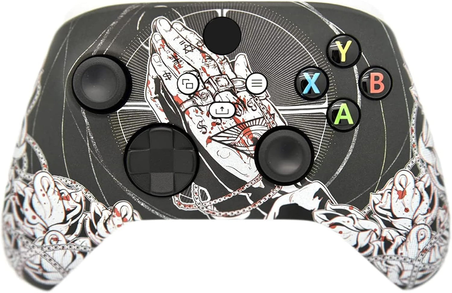 Hand Airbrushed Fade Custom Controller Compatible with Xbox Series X/S & Xbox One (Series X/S Bloody Forgiveness/White)
