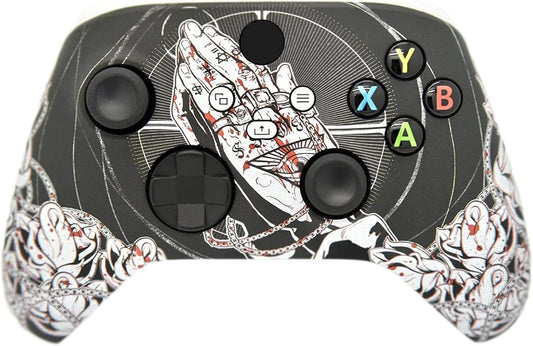 Hand Airbrushed Fade Custom Controller Compatible with Xbox Series X/S & Xbox One (Series X/S Bloody Forgiveness/White)