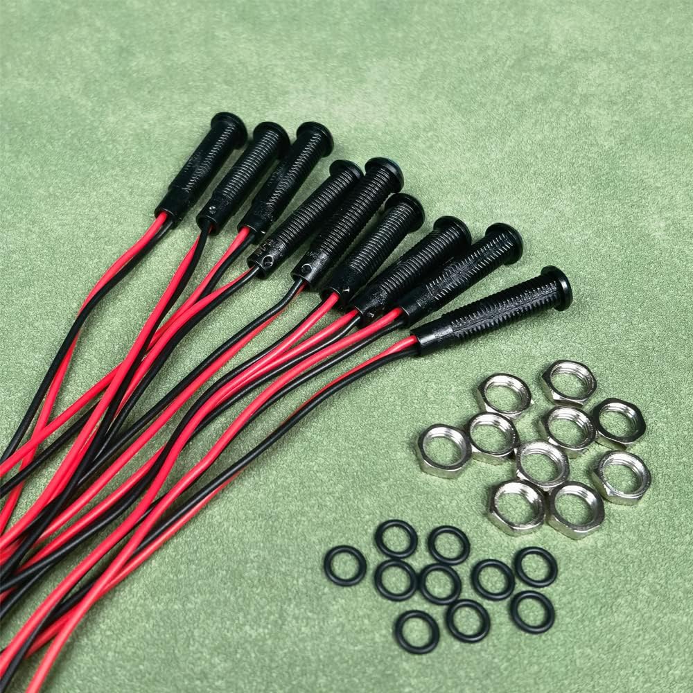 10pcs LED Plastic Indicator Pilot Light AC/DC 12-24V Mounting Hole Size 6mm(Green)