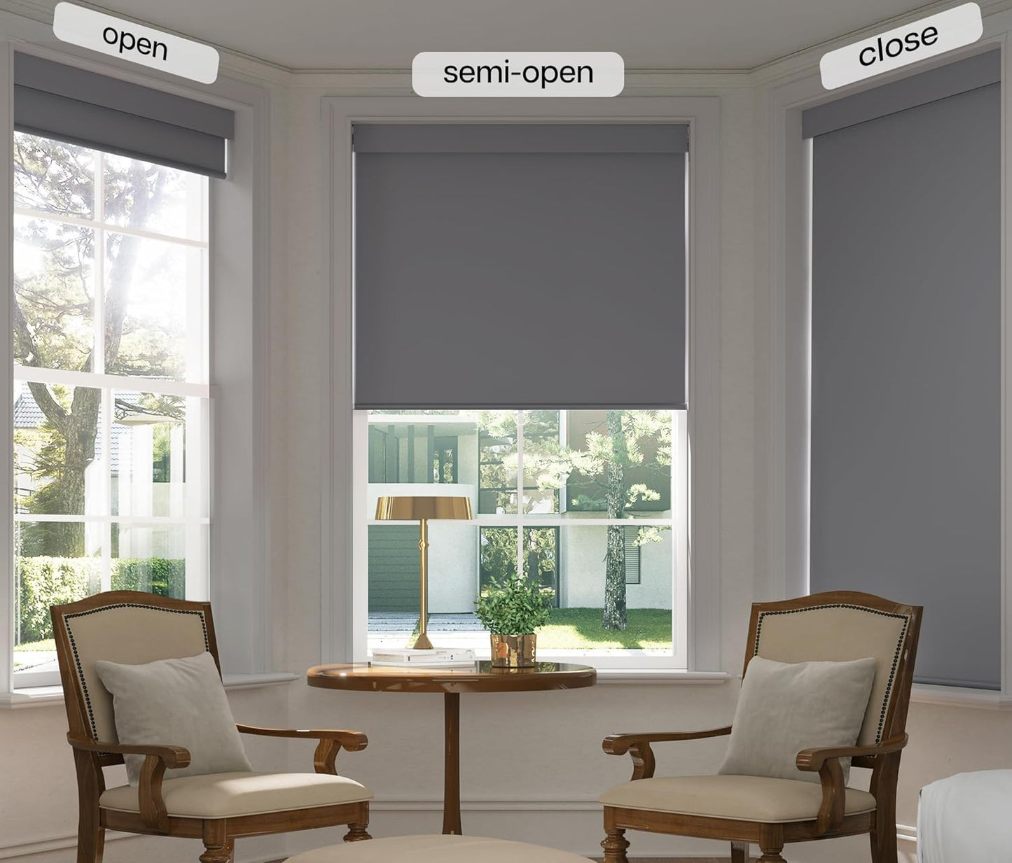 LazBlinds No Drill Blinds for Indoor Windows, Blackout Roller Shades, Cordless Window Blackout Blinds, Thermal Insulated Fabric UV Protection for Home and Office, 21.5" W x 48" H, Grey