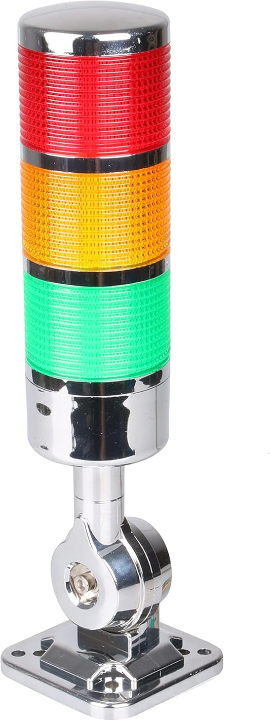 12-24V LED Stack Tower Lights, Industrial Warning Lights, Andon Lights, Column Signal Tower Indicator Lamp Beacon, Continuous/Flashing Light Switchable, 3 Layer (Without Buzzer)