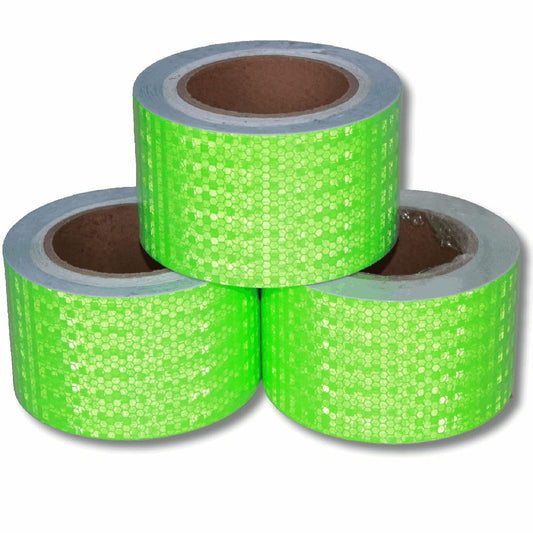 Green Reflective Tape Outdoor Waterproof 3 inch Wide, High Visibility Warning Industrial Marking Tape, Safety Stickers (68 feet,3 Rolls)