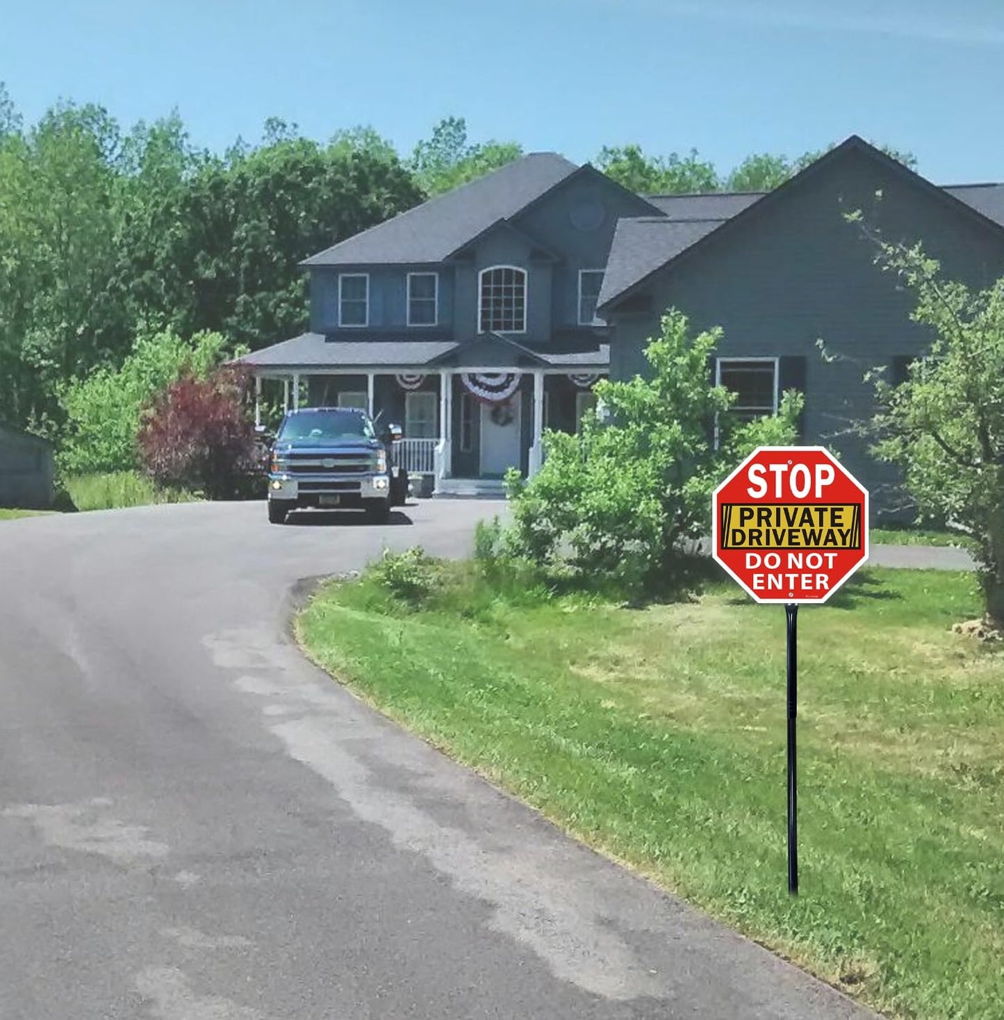 2Pack Stop Sign, Private Driveway Do Not Enter Sign with Stake, 36" Tall, 12" x 12", Reflective Aluminum