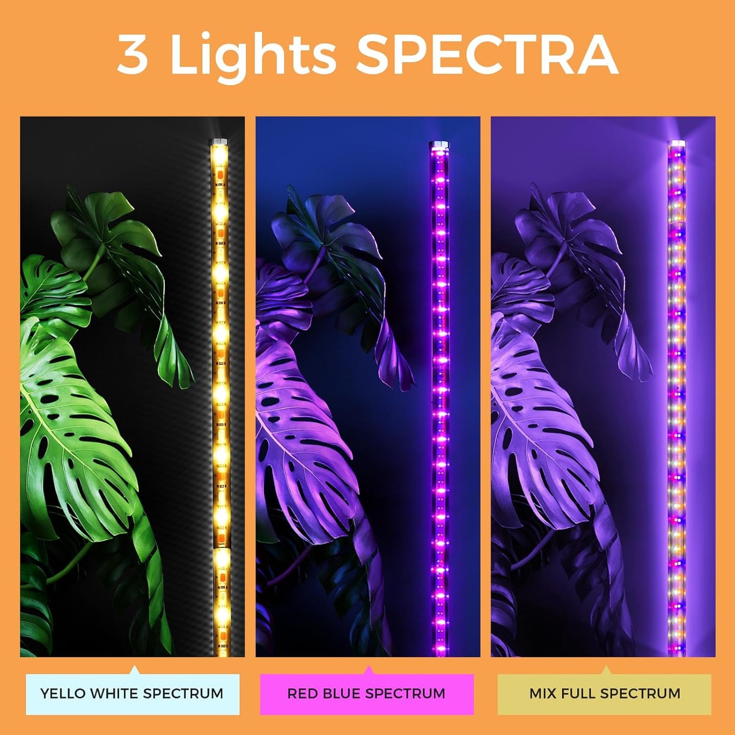 2 Pcs Grow Lights for Indoor Plants, 44W 384 Led Full Spectrum Plant Light, 5.4FT Adjustable Length Standing Grow Light with Timer/Six Leg Base for Greenhouse/Garden