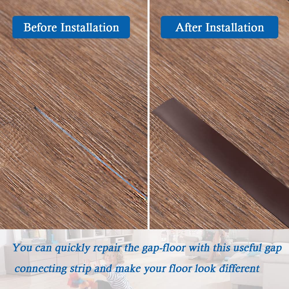 Floor Transition Strip Self Adhesive Floor Cover Strips Laminate 1.57" Wide Vinyl Flat Divider Transitions (4cm, 10Ft, Brown)