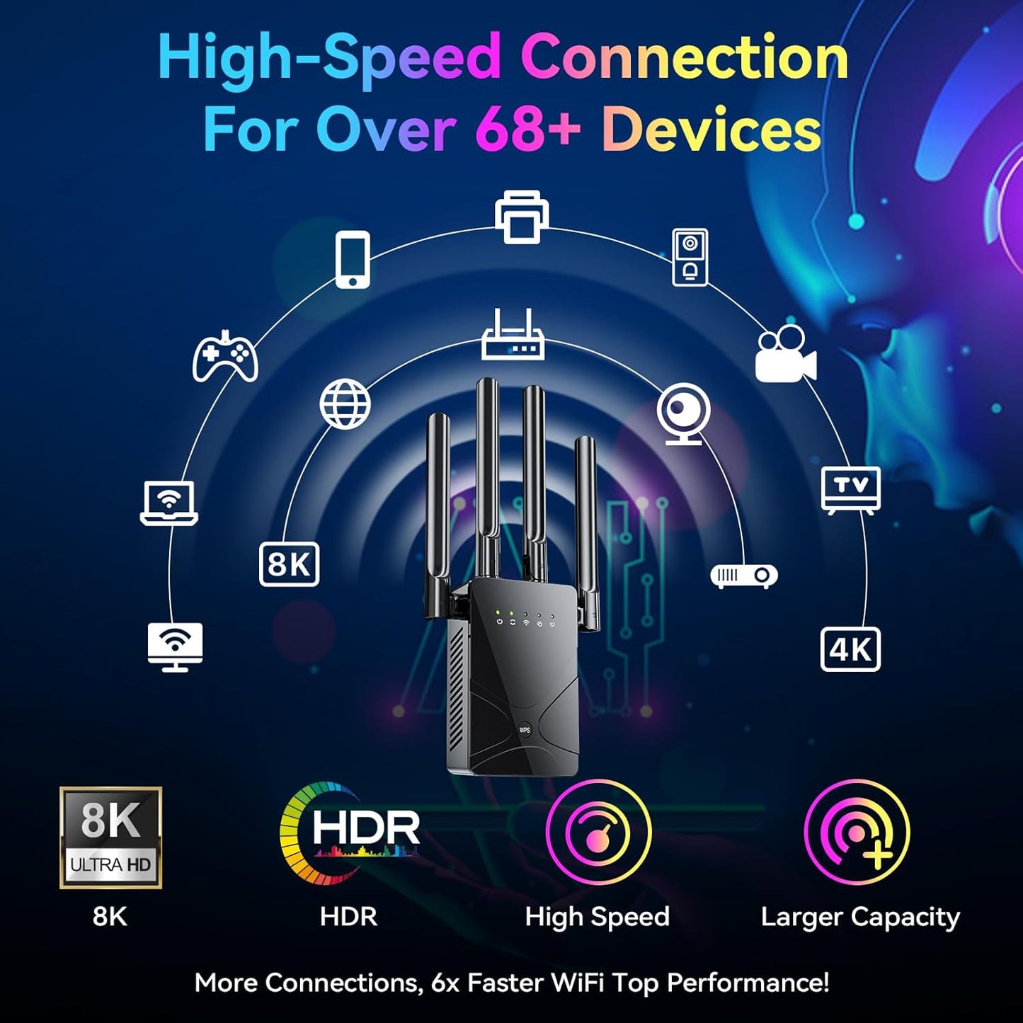 2026 WiFi Extender Signal Booster for Home, 15555 Sq.ft Long Range Internet Repeater-95% Faster,Strongest Wireless Router Amplifier w/Ethernet Port,Mesh Wi-Fi Repeater Support 99% Devices,1-Tap Setup