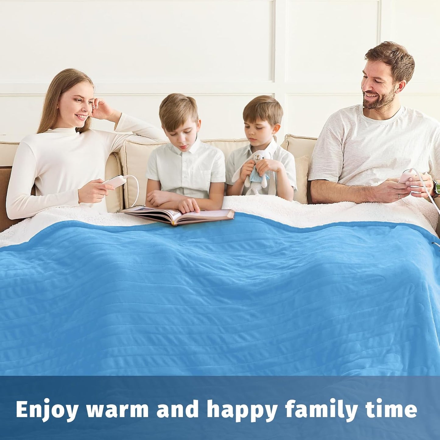 Heated Electric Blanket Queen Size - 84" x 90" Heating Blanket with Dual Control, 10 Heating Levels & 8 Hours Auto Off, Soft Warm Flannel Blanket, Christmas Birthday Gifts for Senior Grandma