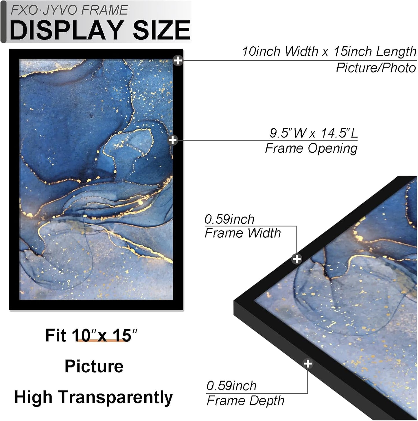 10x15 Picture Frame Set of 3, Black Frame for 10 x 15 Inch Picture Poster Photo, Light Weight and High Transparent 10 by 15 Frame for Wall - 3 Pack/Black/10 x15
