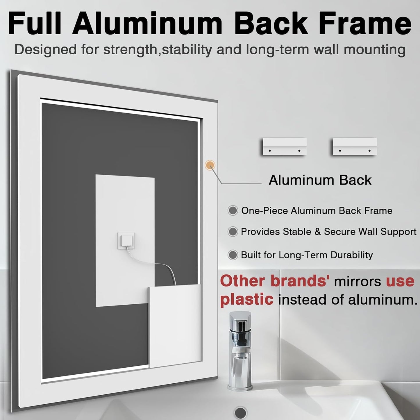 20"x28" LED Bathroom Mirrors for Wall, Front and Backlit Mirror, Anti-Fog Vanity Mirror with Lights, Stepless 3 Colors Dimmable Smart Lighted Mirror(Horizontal/Vertical)