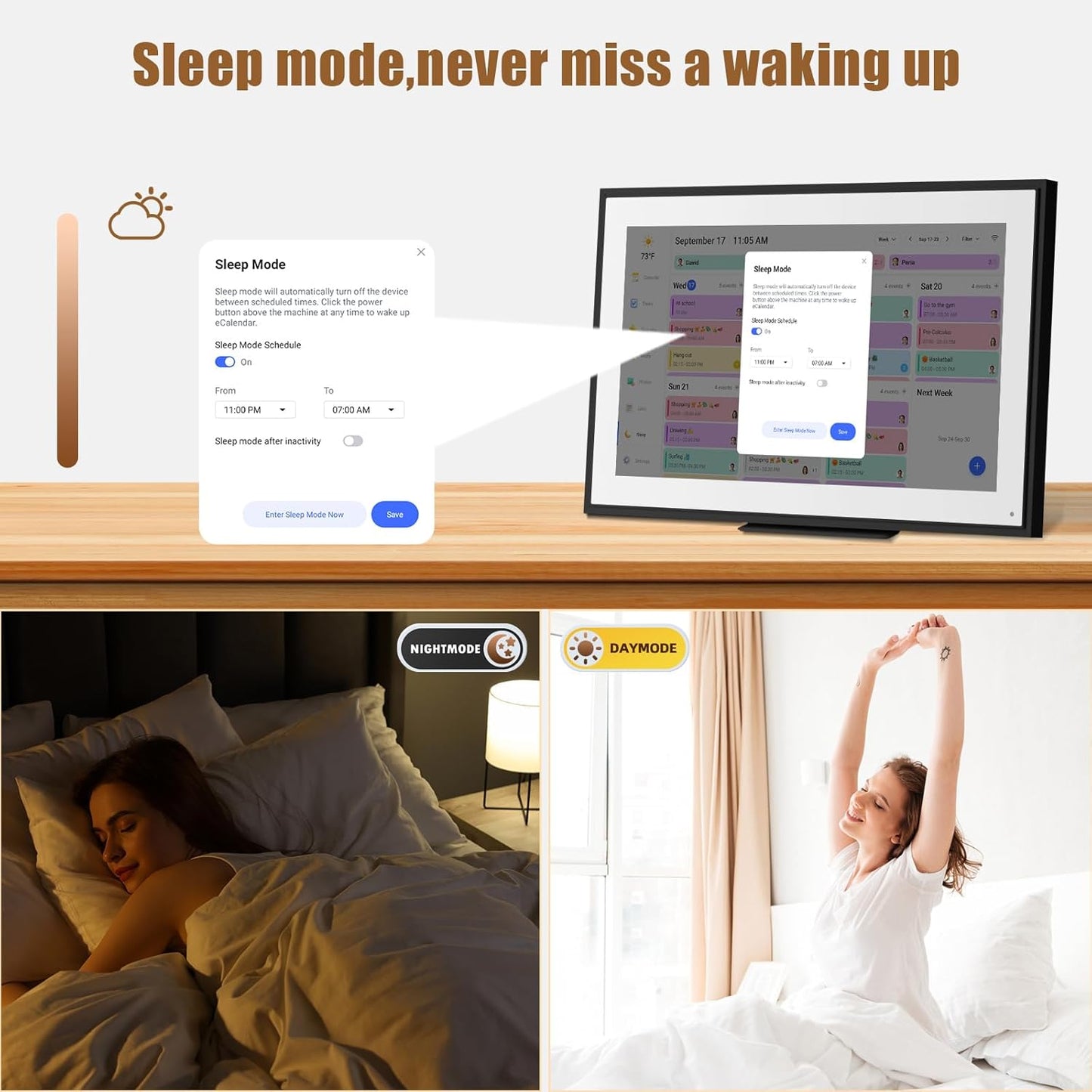 15.6 inch Wall Planner Digital Calendar Electronic Calendar Chore Chart,Smart Touchscreen Full HD Interactive Display for Family Schedules,Wall/Desk Mountable for Seamless Scheduling/Organizing