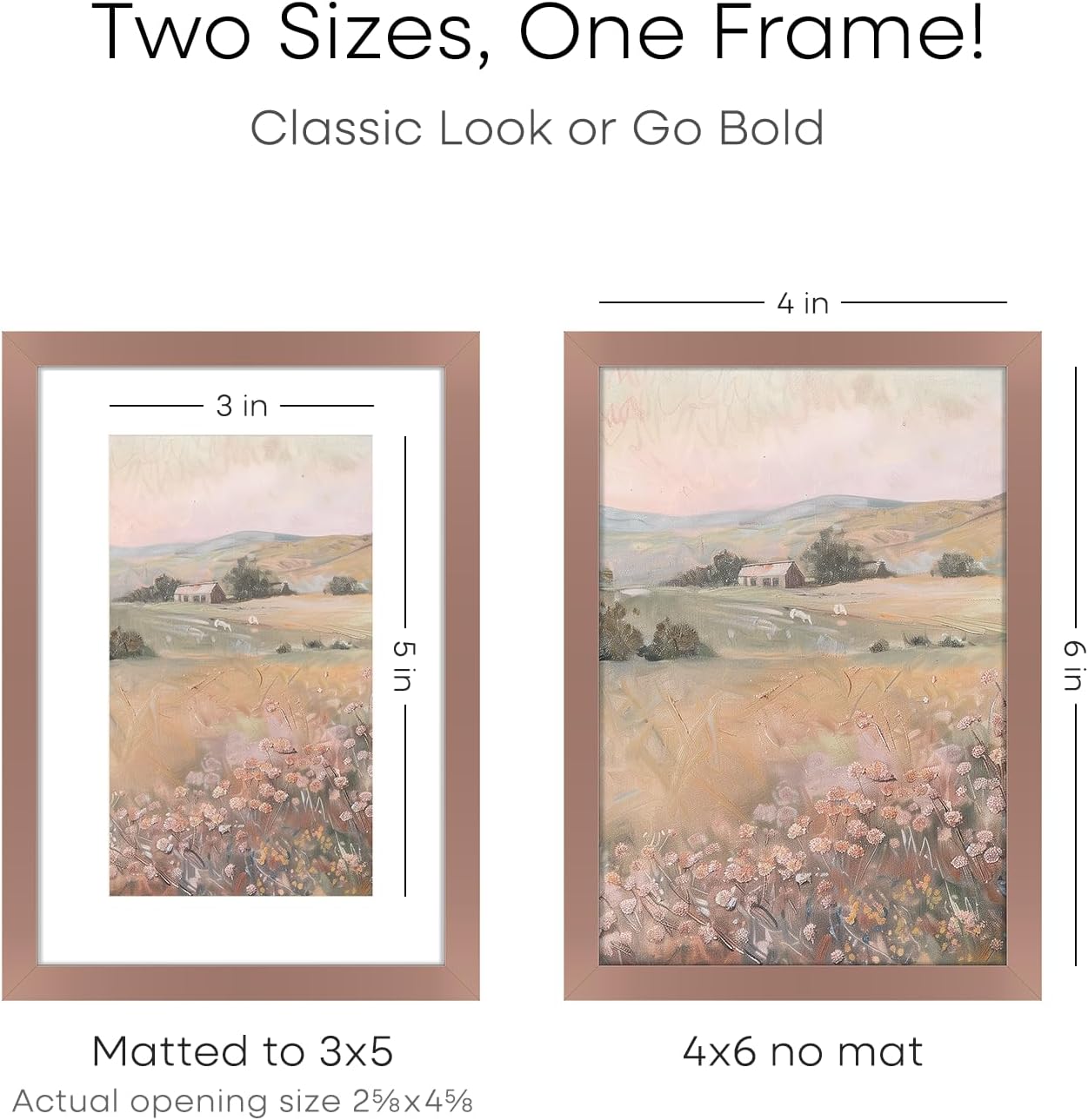 Homeforia 4x6 Picture Frame Mocha, High End Metal 4 x 6 Mocha Frames with Mat 3 x 5 for Art, 4x6 Desk Frame Matted to 3x5 inch Photo, 4 by 6 Wall or Tabletop Frames, Tempered Glass, Wall Kit, Set of 1