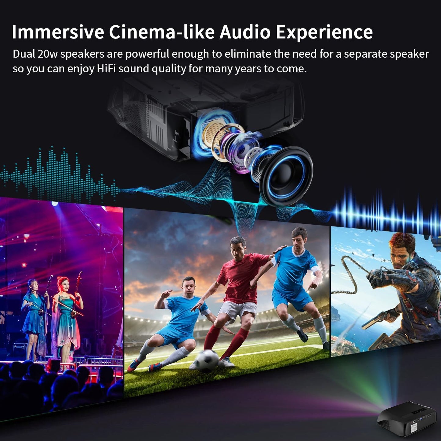 2025 Smart 4K Projector for Daylight Viewing |1800ANSI Lumens, Android TV & WiFi 6 | 300" Home Theater & Outdoor Movie, DSP Audio & Bluetooth 5.2, HDMI , USB, Focus & Keystone, Rear Ceiling Mounted