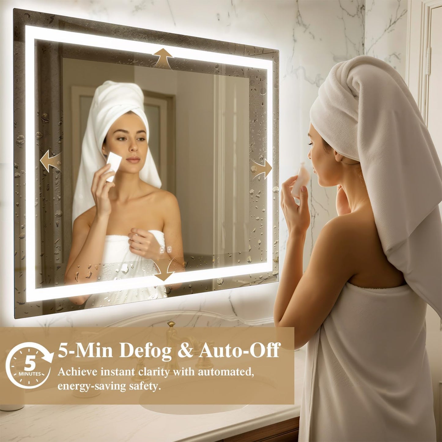 24X32 Inch LED Bathroom Mirror with Lights, Frontlit+ Backlit Bathroom Vanity Mirror for Wall, Ultra-Clear Tempered Glass, Shatter-Proof, Anti-Fog and Memory Function, ETL Listed