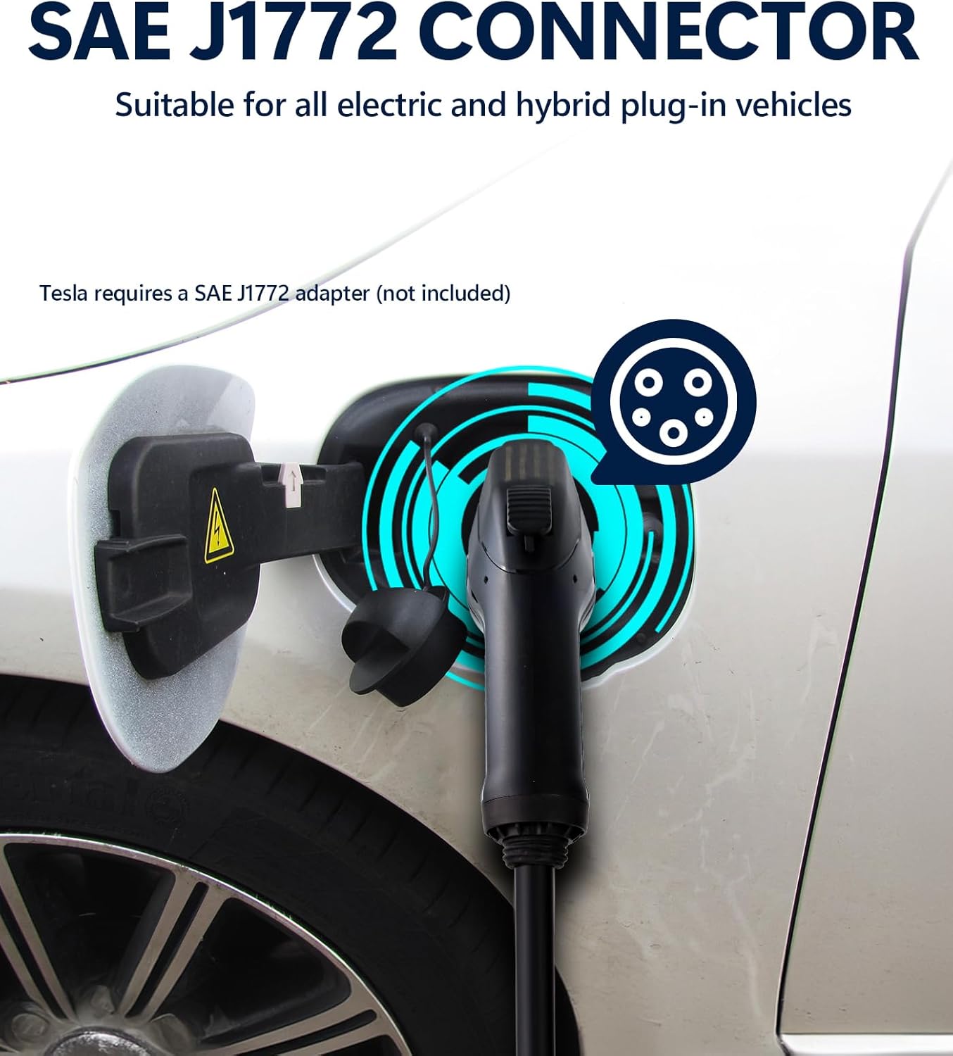 Home Smart Level 2 EV Charger up to 40 Amp, Outdoor Fast Charging Station with NEMA 14-50 Plug for All J1772 Electric Vehicles, Wi-Fi and Bluetooth Enabled EVSE, 25-Foot Cable