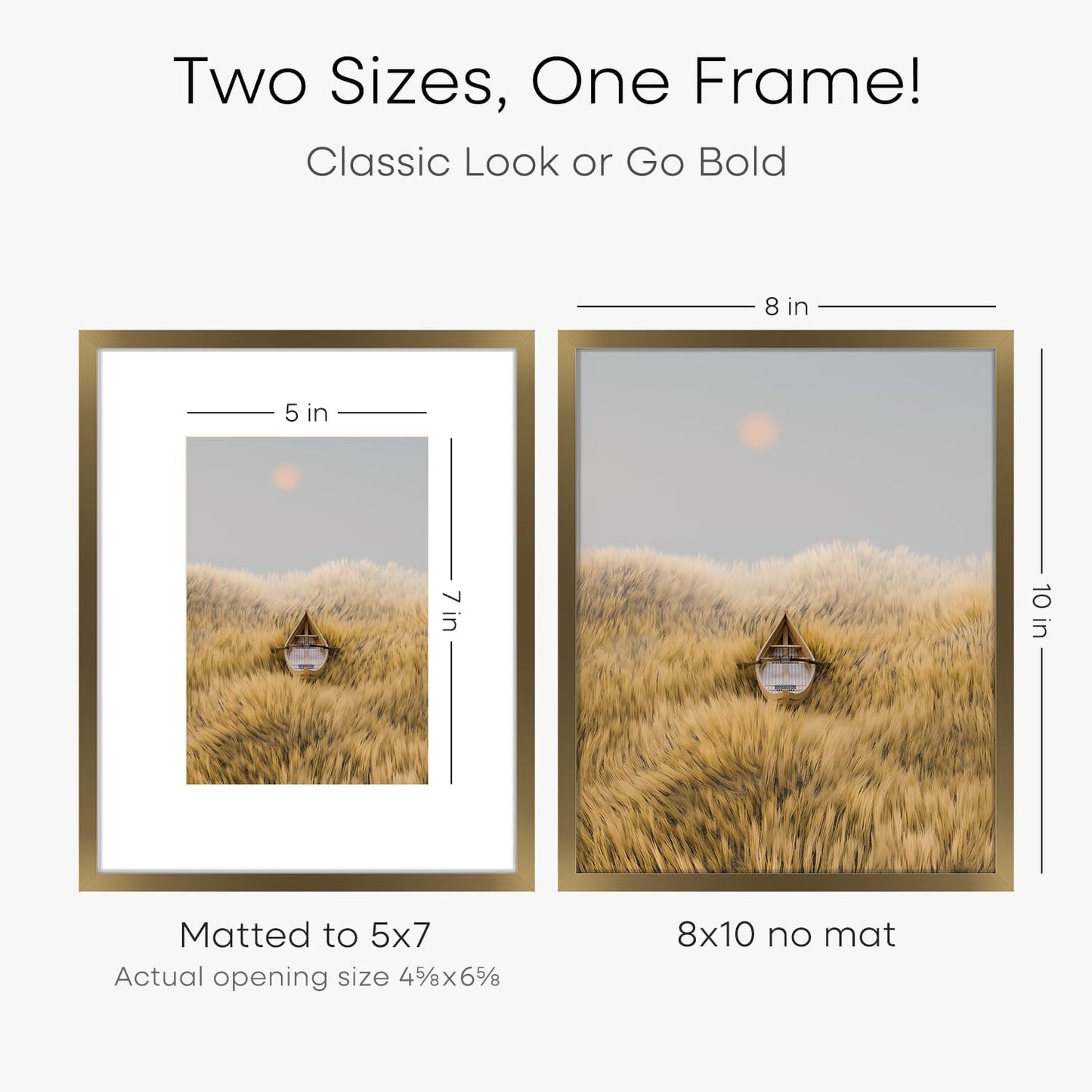 Homeforia Bronze Picture Frames 8x10, High End Metal 8 x 10 Photo Frame with Mat 5 x 7 Art, 10x8 Brass Frame Matted to 5x7 inch Print, 8by10 Wall or Tabletop Frames, Tempered Glass, Wall Kit, Set of 3