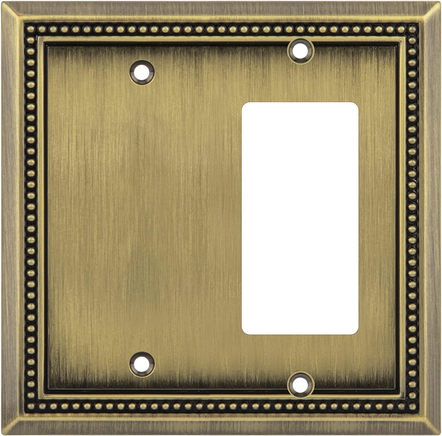 Henne Bery Sunken Pearls Heavy Duty Decorative Wall Plate Switch Plate Outlet Cover (Blank/Decorator, Antique Brass)