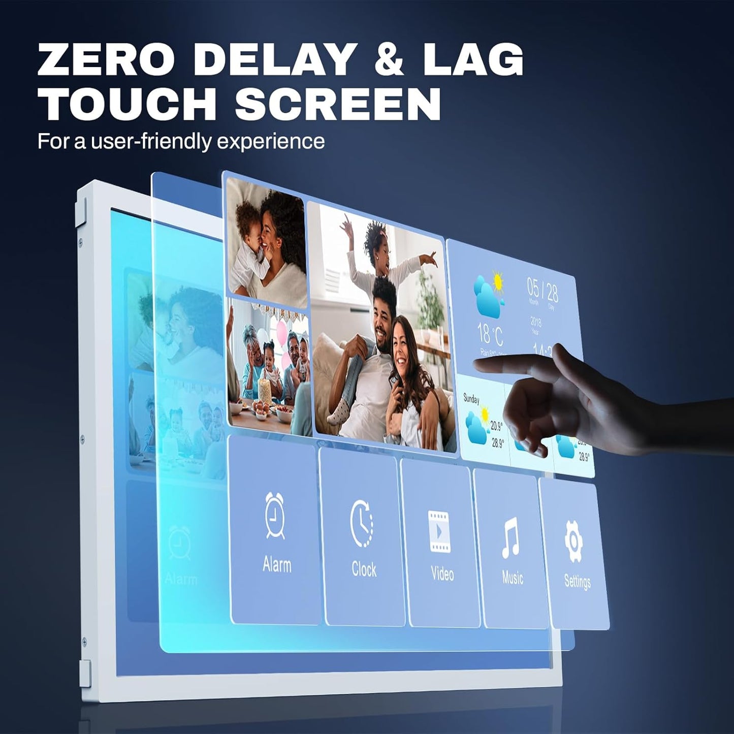 21.5 Inch Touchscreen Large Digital Picture Frame with FHD IPS Screen, 32GB WiFi Digital Photo Frame,Remote Control, Wall-Mountable, Share Photo/Video via Apps, Email, USB/Mirco SD, White