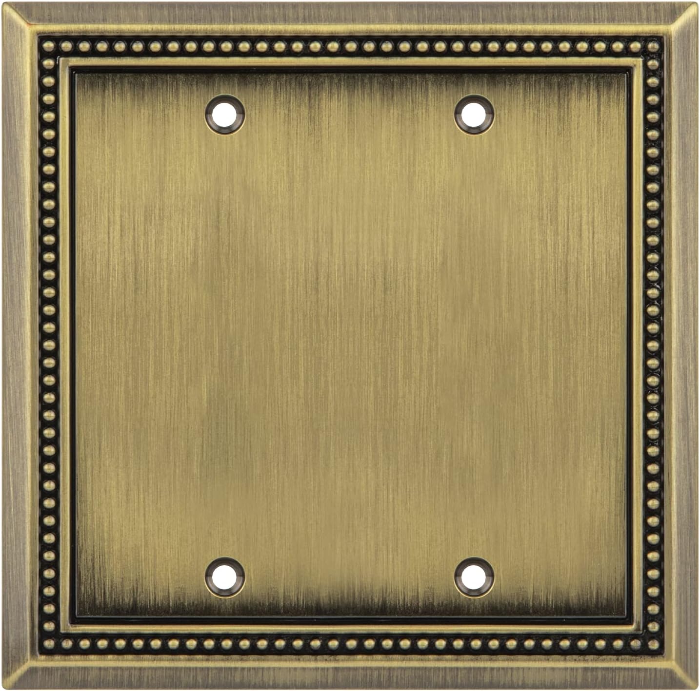 Henne Bery Sunken Pearls Heavy Duty Decorative Wall Plate Switch Plate Outlet Cover (Double Blank, Antique Brass)