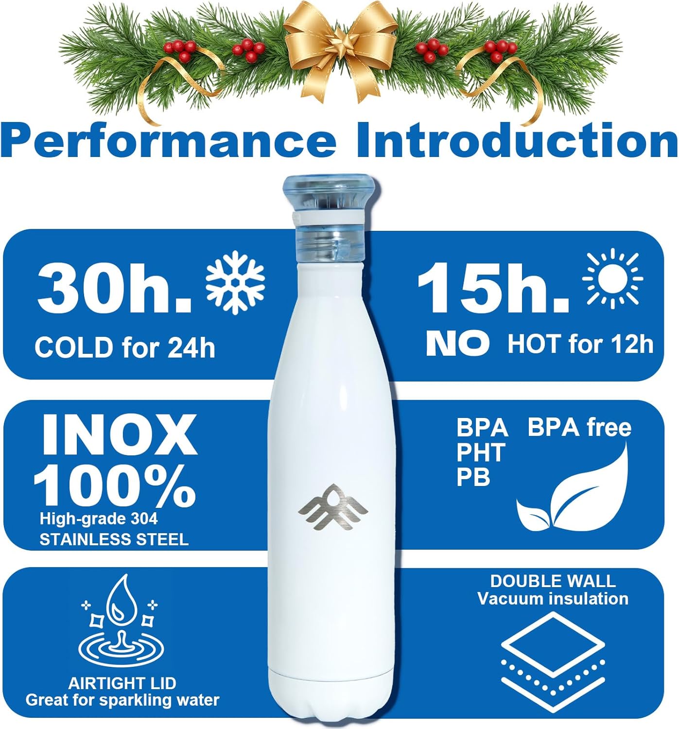 27 oz Smart Self Cleaning Water Large Bottle Forest 304 Stainless Steel Insulated Light Purifying Bottle LED + Activated-Carbon Filter USB-C Rechargeable BPA-Free for Outdoor & Sports