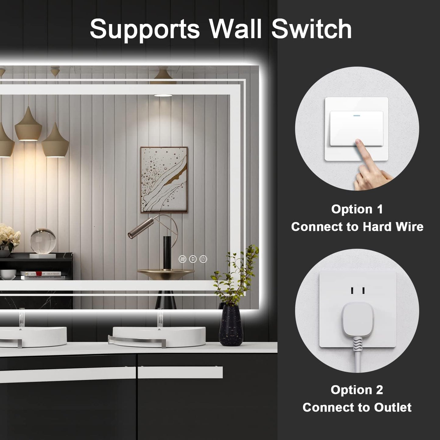 20x28 LED Bathroom Mirror with Lights, Front and Backlit, Anti-Fog Lighted Vanity Mirror, Stepless Dimmable, 3 Colors LED Mirror, Memory Function, Tempered Glass (Horizontal/Vertical)