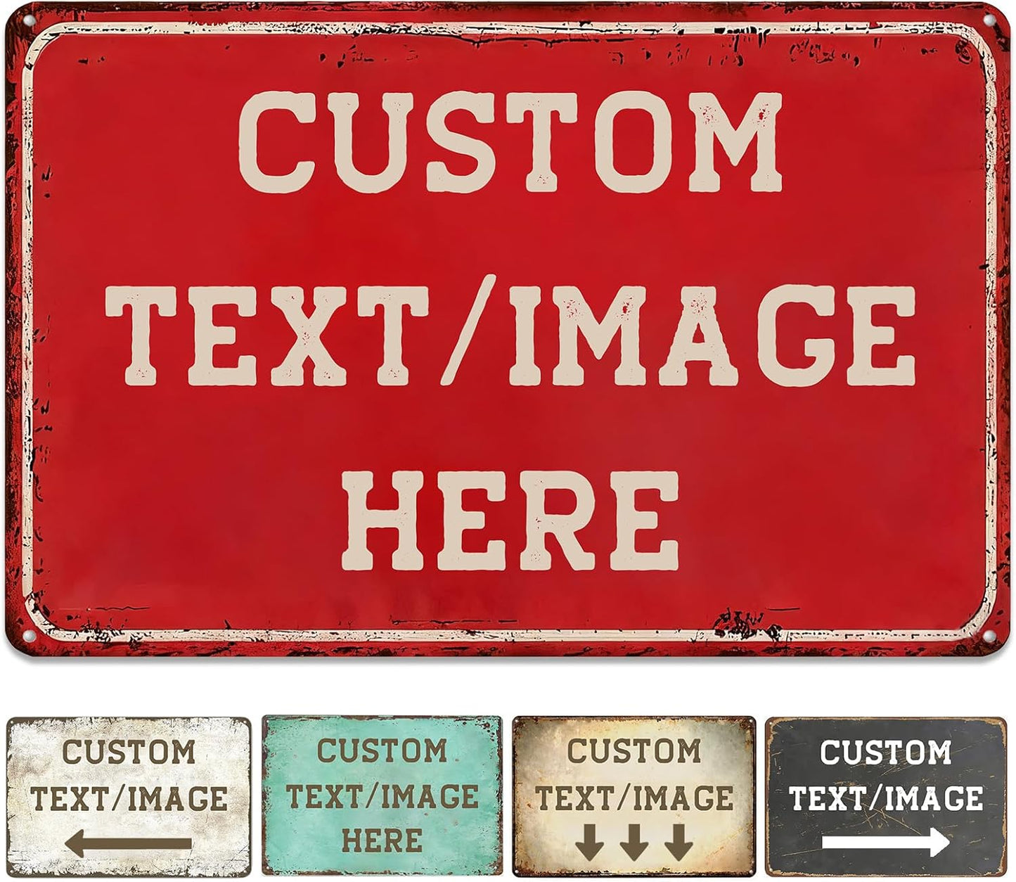 Custom Sign with Directional Arrow Rustic, Personalized Wall Decor, Vintage Metal Signs, Customized Retro Aluminum Sign for Home Office Bar Yard Garden Outdoor Gift 12''x8''