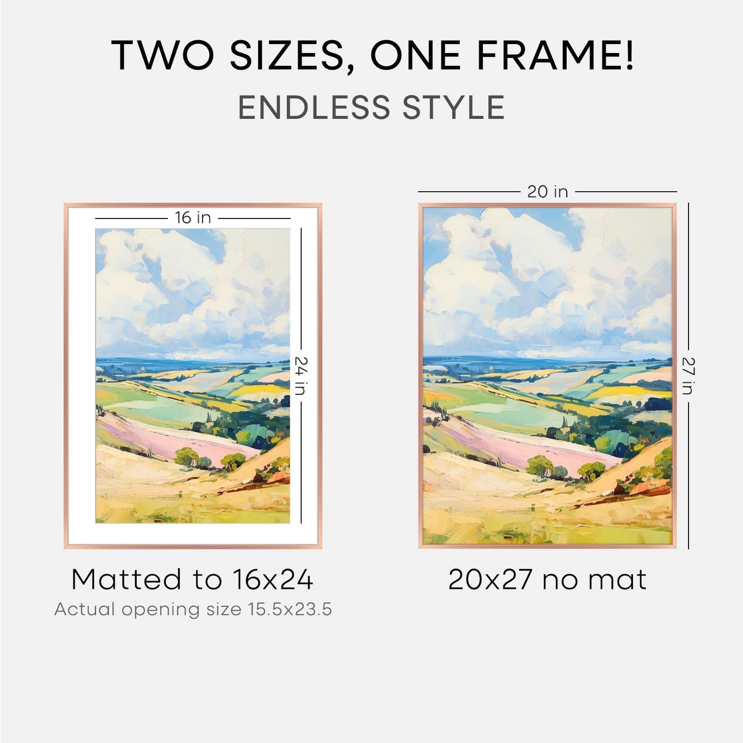 Homeforia 20x27 Picture Frame Silver, High End Metal 20x27 Frames with Mat 16x24 for Photo, 20 x 27 Silver Poster Frame Matted to 16 x 24 Print, 27x20 Hanging Frame, Tempered Glass, Wall Kit, Set of 1