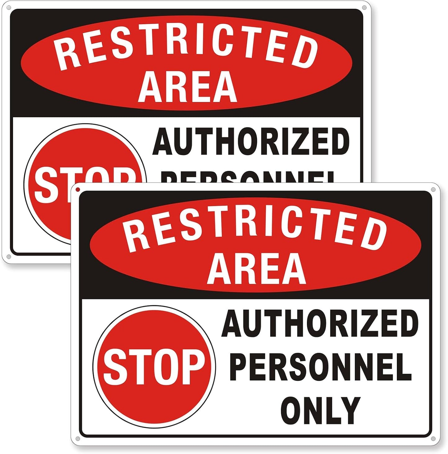 (2 Pack) Restricted Area Sign, Authorized Personnel Only Do Not Enter signs, 10 x 14 Inches Aluminum UV Protected Weatherproof and Easy to Install