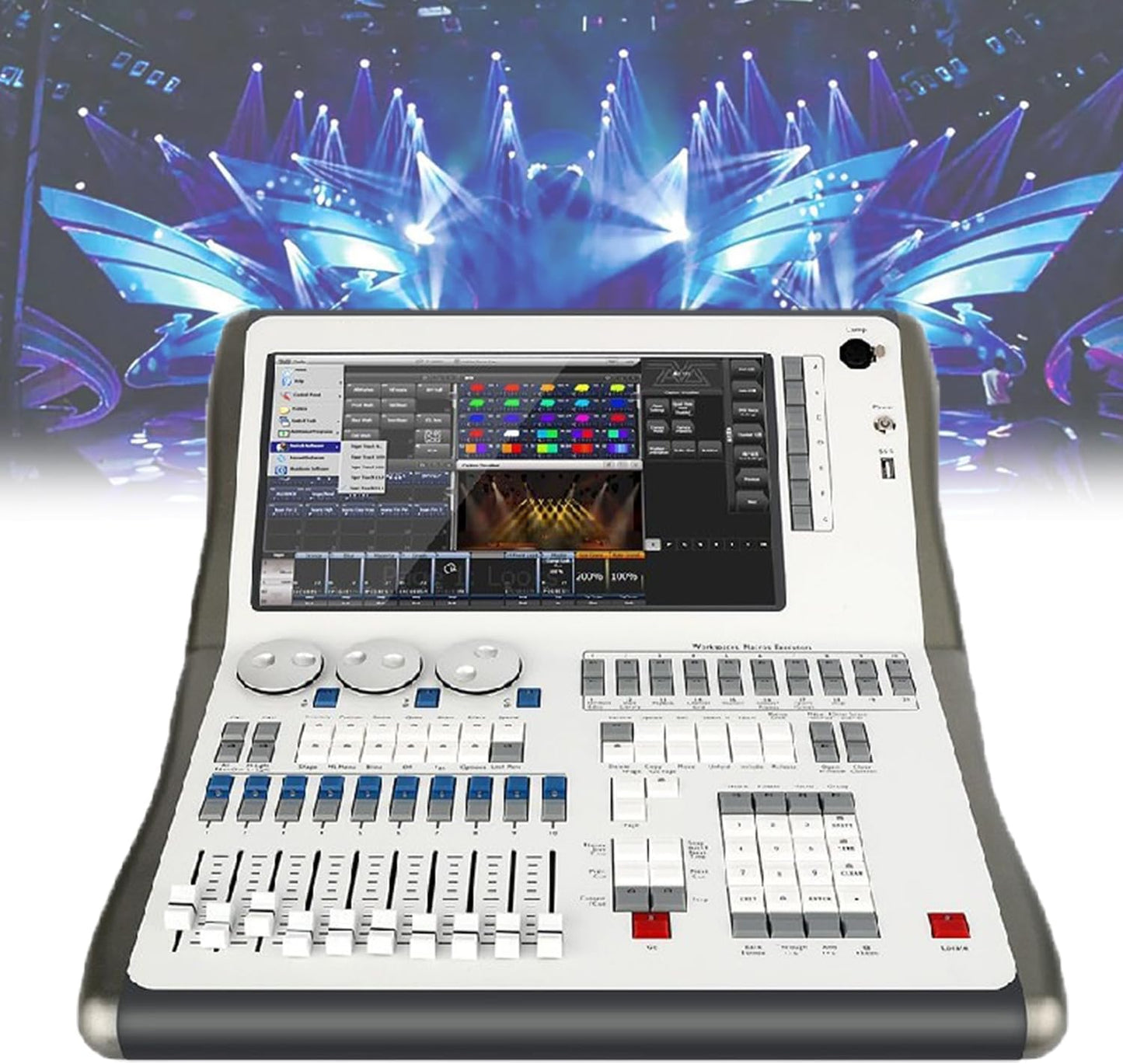 14.1" Professional DMX512 Lighting Controller, 2048 Channels, 4 DMX Outputs, Supports Art-net & Titan-net, Perfect for Light Shows & Events