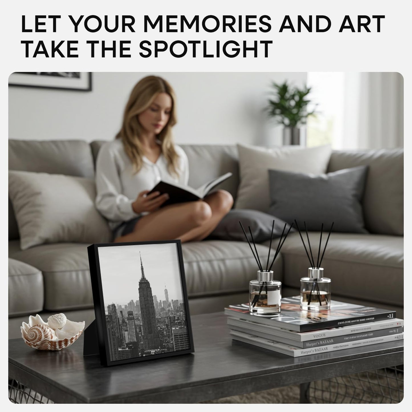 Homeforia Black Picture Frame 8.5 x 11, High End Metal 8.5x11 Poster Frames with Mat 6x8 Photo, 8.5 x 11 Frame Matted to 6 by 8 Art, 8.5by11 Wall or Tabletop Frames, Tempered Glass, Wall Kit, Set of 3