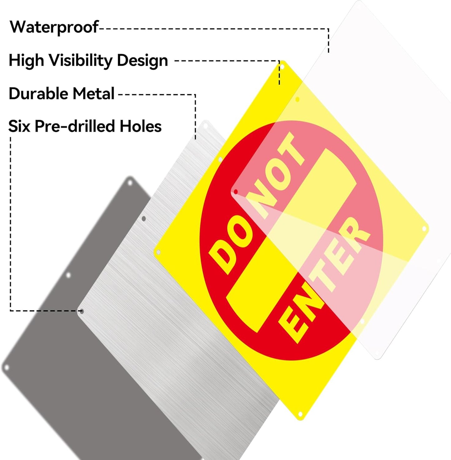 (2 Pack) Do Not Enter Sign, 12x12 Inches Keep Out No Entry Signs, Aluminum Reflective Do Not Enter Metal Signage, Weather Resistant and Easy to Install (Yellow and Red)