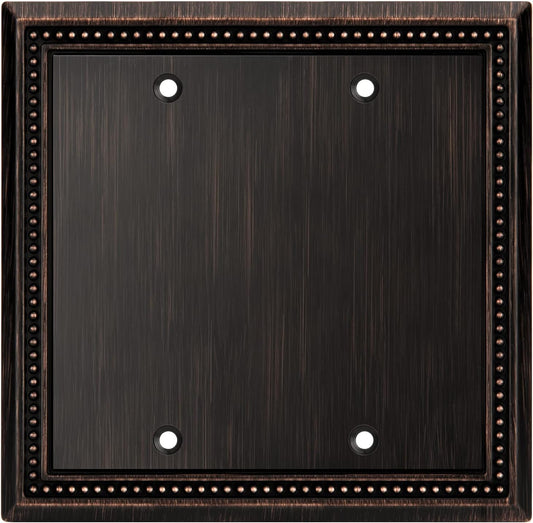 Henne Bery Sunken Pearls Heavy Duty Decorative Wall Plate Switch Plate Outlet Cover (Double Blank, Aged Bronze)