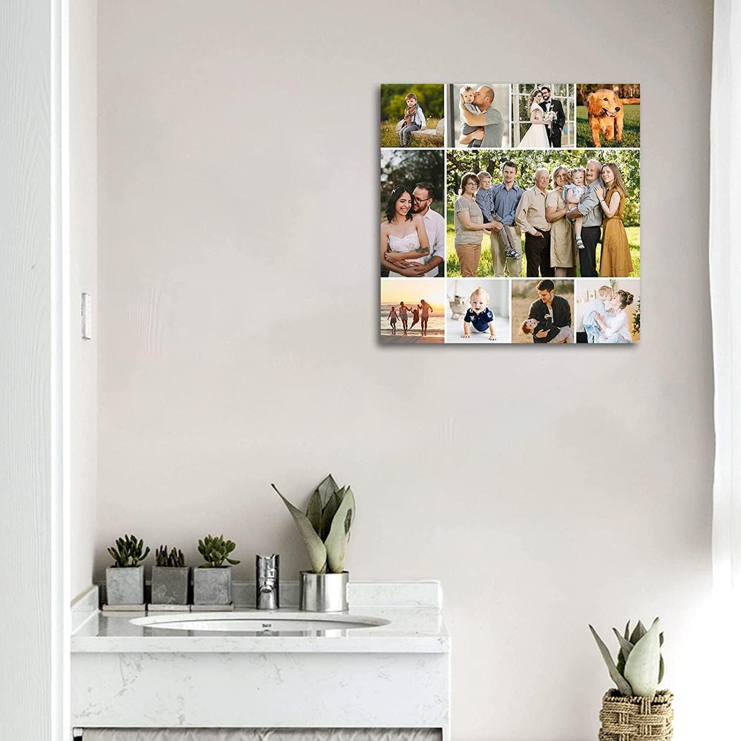 10 Picture Collage Canvas Prints Personalized Multi Photo Wall Art Custom Your Image to Canvas Customized Family Gifts Home Decor (Collage Photo-7, Framed)
