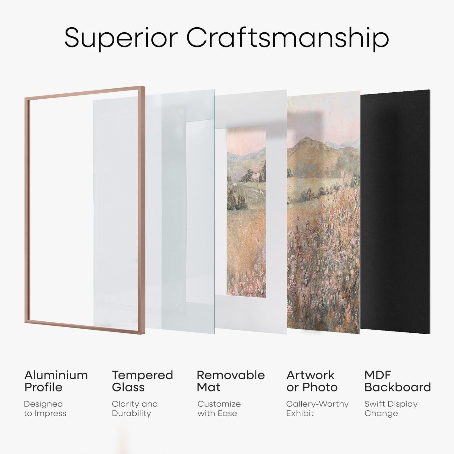 Homeforia 4x6 Picture Frame Mocha, High End Metal 4 x 6 Mocha Frames with Mat 3 x 5 for Art, 4x6 Desk Frame Matted to 3x5 inch Photo, 4 by 6 Wall or Tabletop Frames, Tempered Glass, Wall Kit, Set of 1