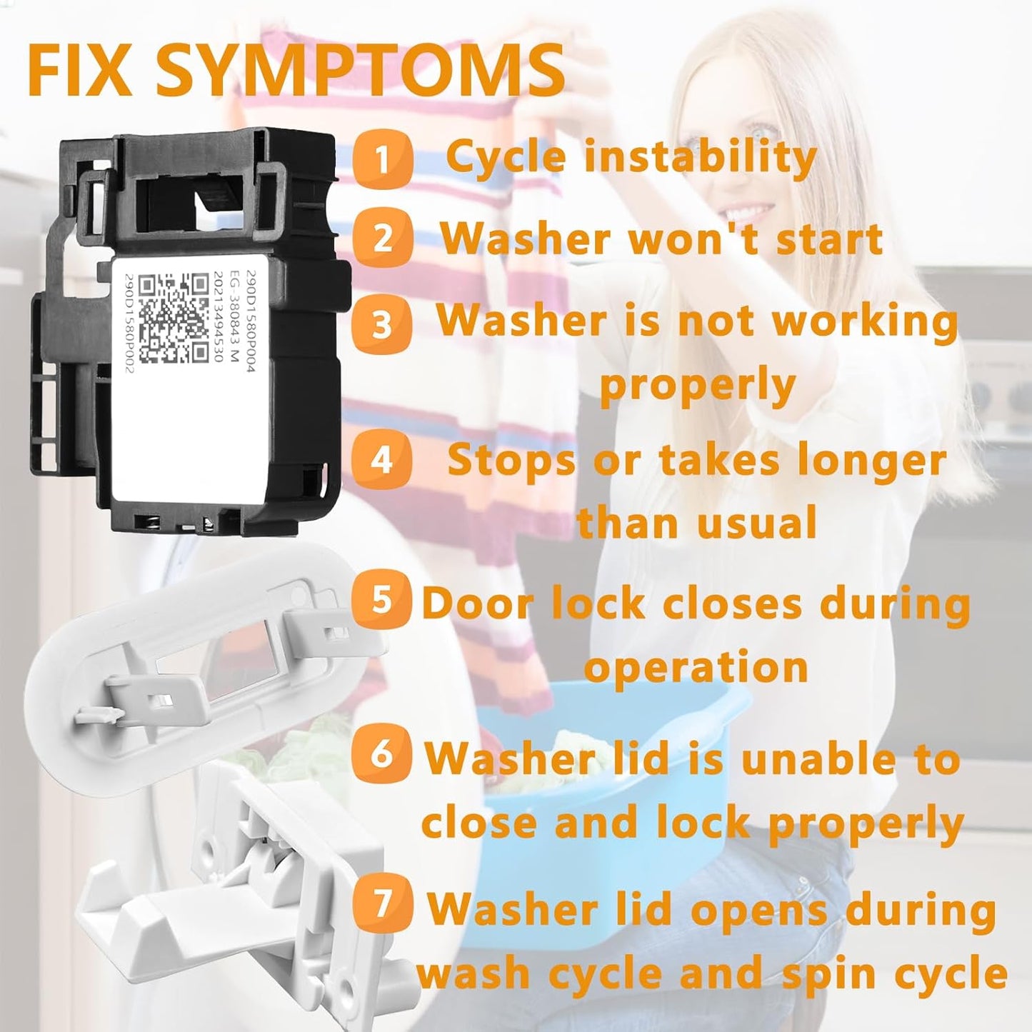 (𝟐𝟎𝟐𝟓 𝐔𝐩𝐠𝐫𝐚𝐝𝐞𝐝) WH01X27954 Washer Lid Lock Switch WH01X24381 Washer Lid Lock Bezel WH02X24399 Washer Lid Lock Striker - Compatible with GE Hotpoint Top Load Washer Replacement (3 PACKS)