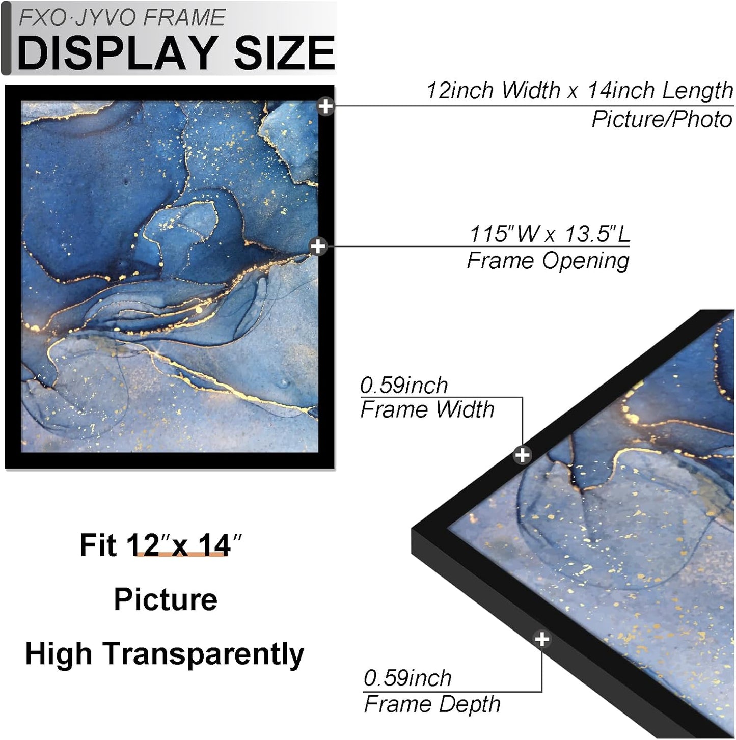 12x14 Picture Frame Set of 3, Black Frame for 12 x 14 Inch Picture Poster Photo, Light Weight and High Transparent 12 by 14 Frame for Wall - 3 Pack/Black/12 x14