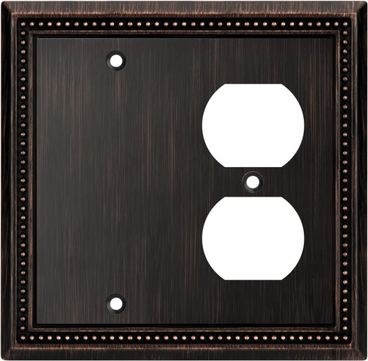 Henne Bery Sunken Pearls Heavy Duty Decorative Wall Plate Switch Plate Outlet Cover (Blank/Duplex, Aged Bronze)