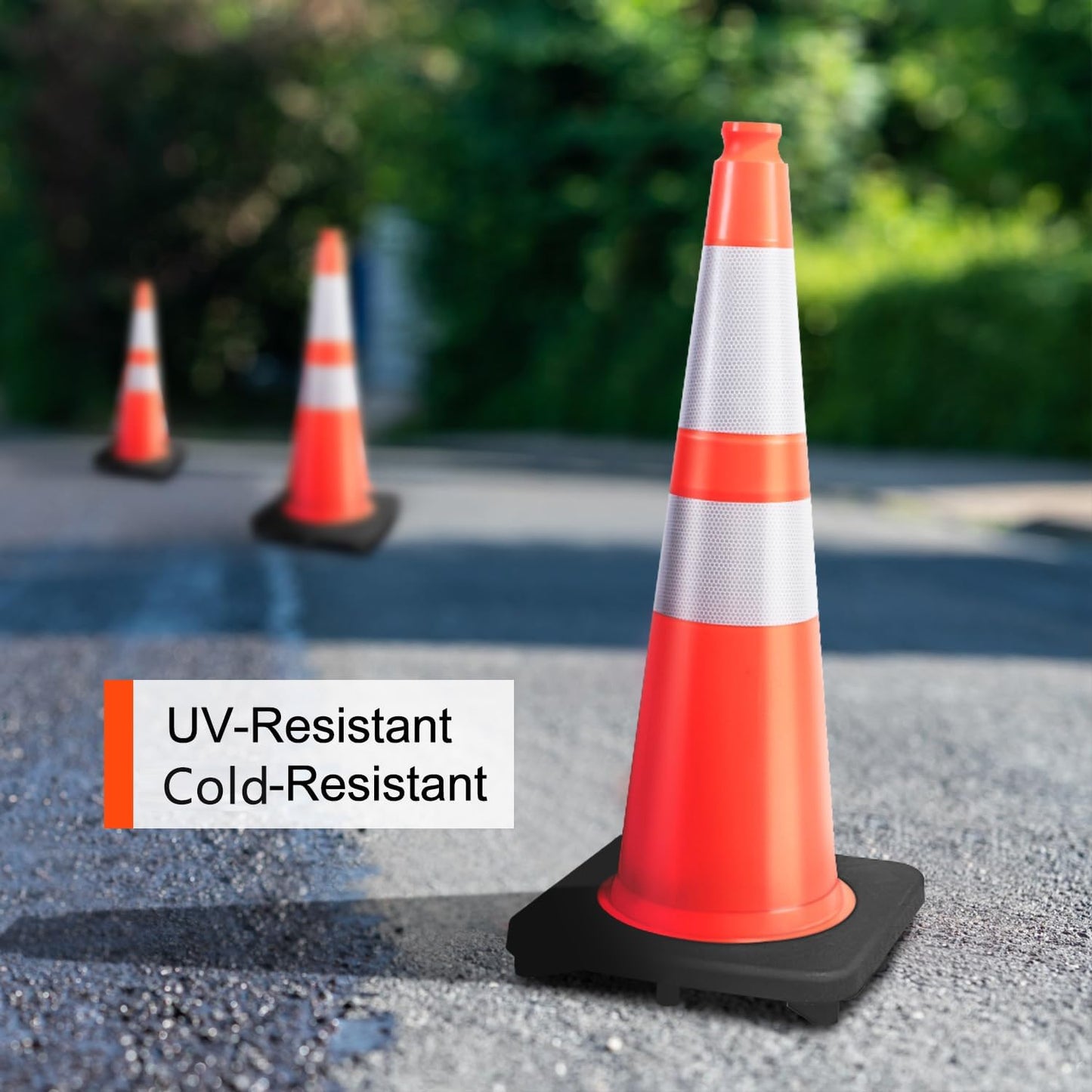 (8 Pack) BESEA 28” inch Traffic Safety Cones Orange Road Parking Cones Heavy Duty Construction Cone Structurally Stable for Traffic Control at Public Place