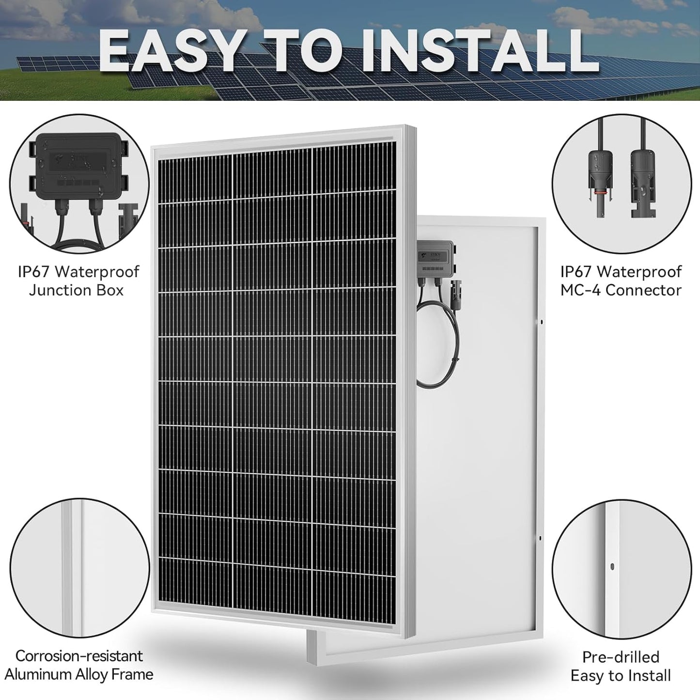 10pack 1500 Watt Solar Panels Monocrystalline Cell High-Efficiency PV Module, Solar Panels for Homes Camping RV Battery Boat Caravan and Other Off-Grid System