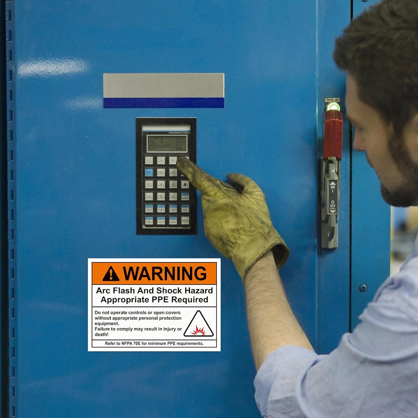 100 Pcs Warning Arc Flash and Shock Hazard Label - 5 x 3.5 Warning Safety Appropriate PPE Required Signs for Electrical Workplace