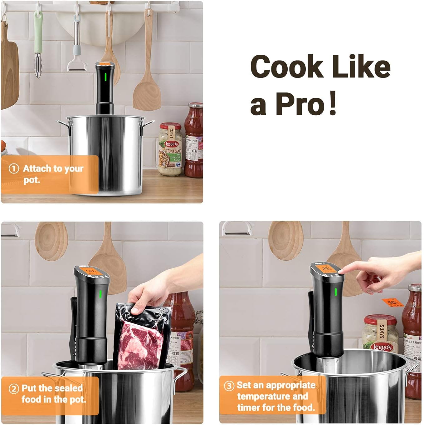 INKBIRD Wifi Sous Vide Cooker, 1000W Sous Vide Machine, Remote Control Immersion Circulator with APP Recipes Timer Alarm Mobile Notification 3D Water Heating Ultra-Quiet