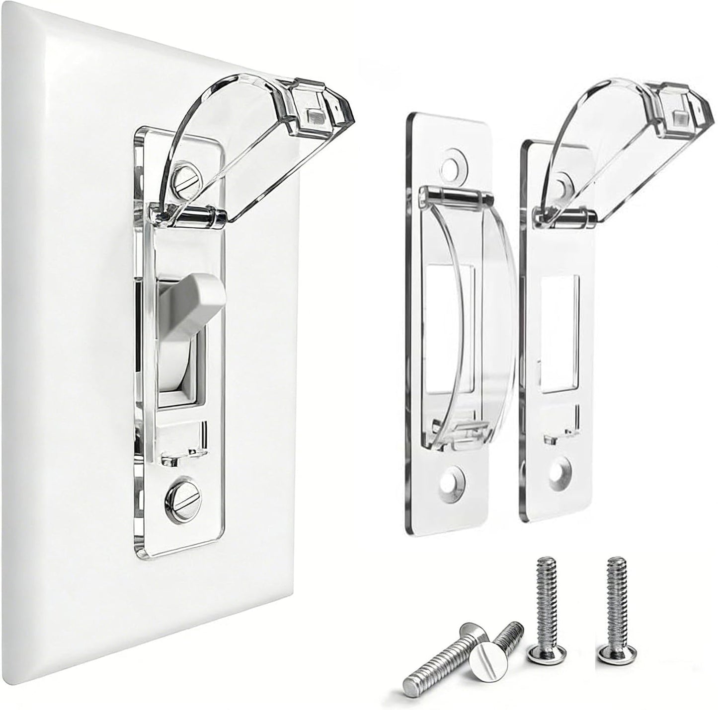 2 Pack Toggle Light Switch Cover Guard Child Proof Wall Light Switch Lock Protects Your Lights from being Accidentally Turned On or Off by Children and Adults, Clear