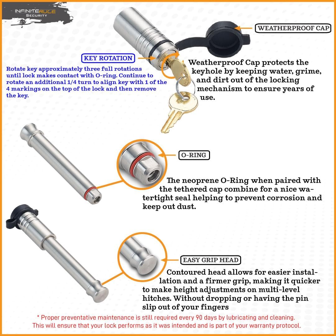 2.5" Receiver Hitch Lock - Heavy-Duty Stainless Steel Anti-Theft Lock for Trailers, RVs & UTVs - Made in USA