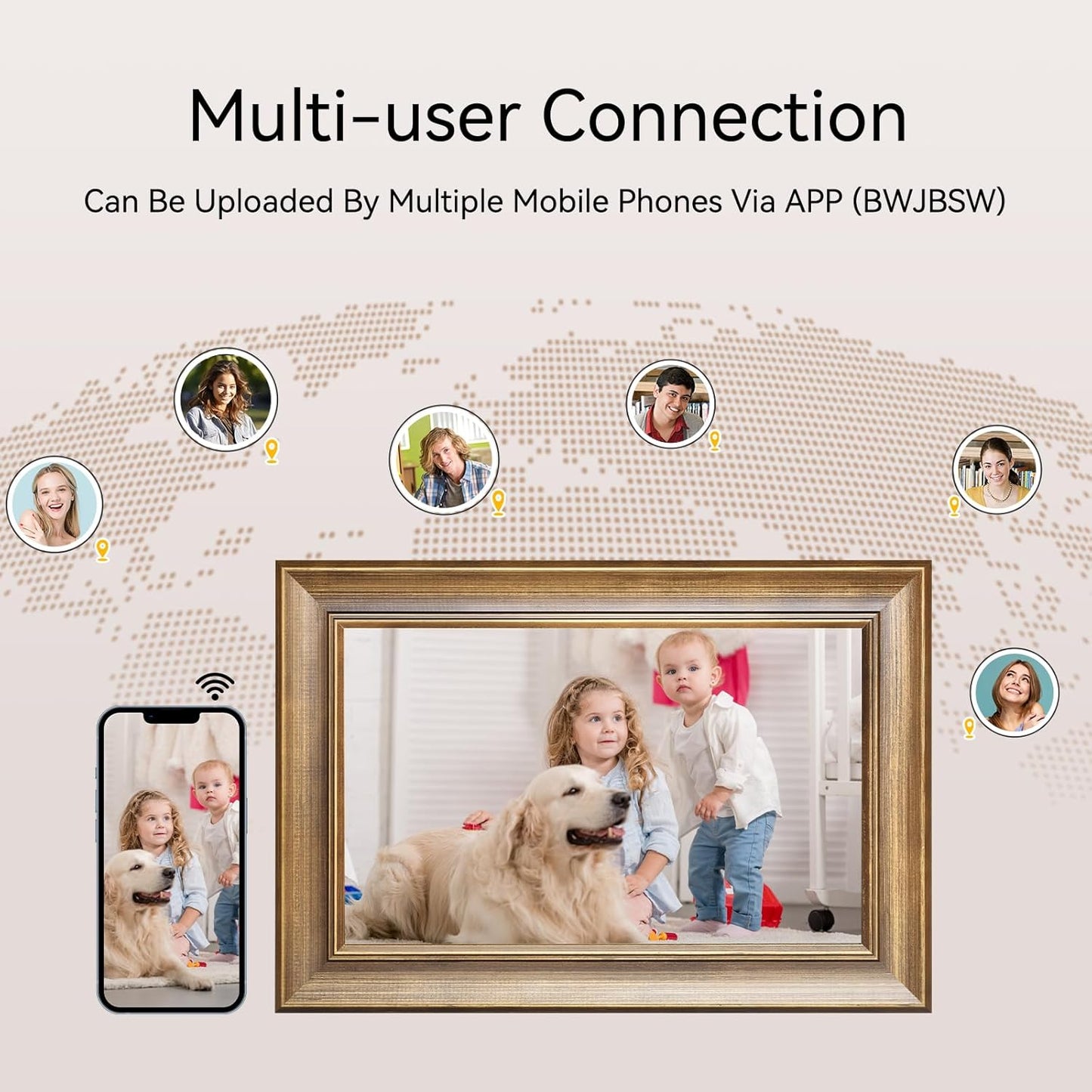 10.1 Inch Wood Finish Digital Picture Frame, Smart WiFi Digital Photo Frame, 1280x800 IPS HD Touchscreen – Effortlessly Share Photos and Videos from Anywhere