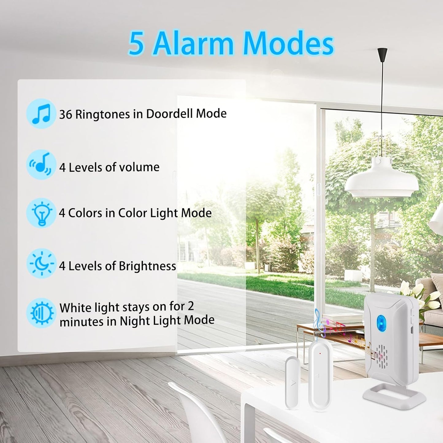 GreenCycle Door Chimes When Door Opens, Wireless Door Sensor Chime Alarm with 600Ft Range, 36Songs, 4 Volume Levels for Business/Store/Home/Office When Entering, 2Receivers 1Sensor