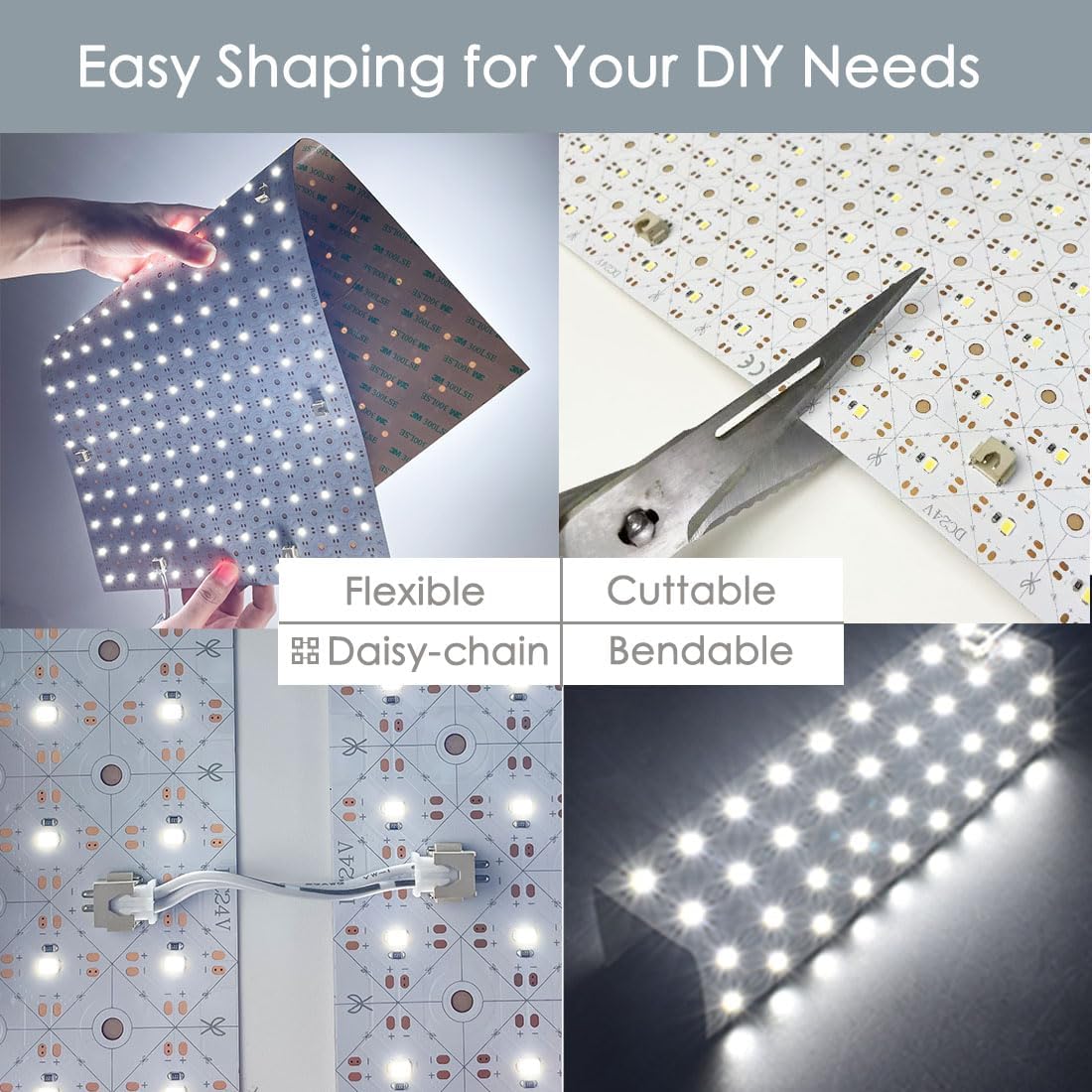 1-Pack LED Backlight Sheet 24V 36W 6000K White, 19.3X9.6 inches Each Unit, Dimmable Flexible LED Panel Sheet for Backlit Translucent Stone/Marble/Onyx/Quartz Countertops Walls