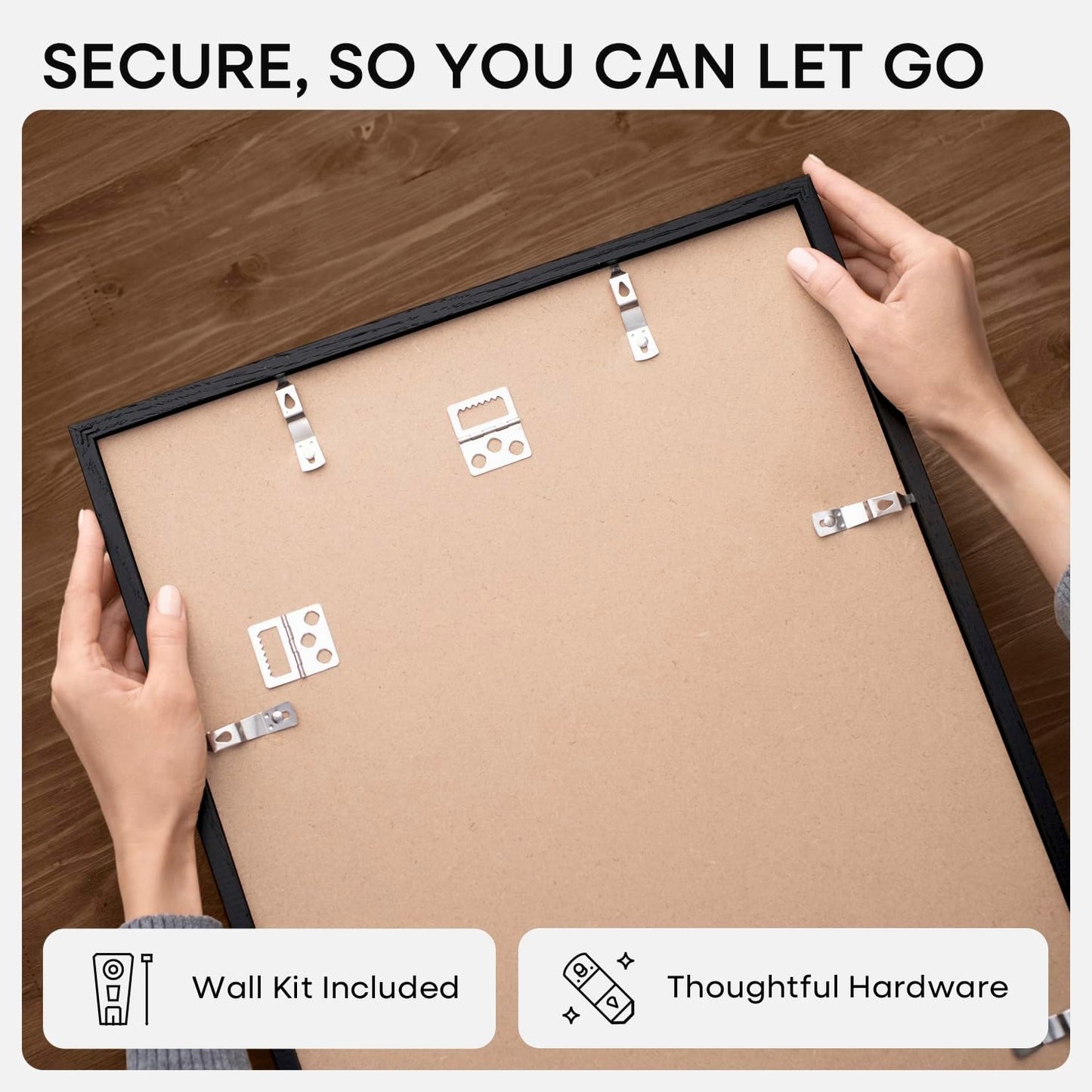 Homeforia Black Wood Frame 20x24, High End Oak 20x24 Wooden Picture Frames with Mat 16x20 Photo, 20 x 24 Poster Frame Matted to 16 by 20 Print, 24x20 Hanging Frames, Tempered Glass, Wall Kit, Set of 3